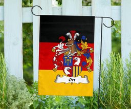 ScotsTee Shop Germans Ort Coat of Arms on Germany Flag Garden Flag/ House Flag