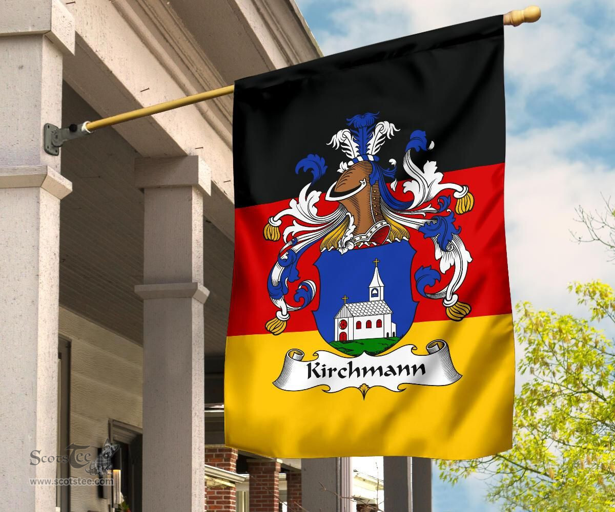 ScotsTee Shop Germans Kirchmann Coat of Arms on Germany Flag Garden Flag/ House Flag