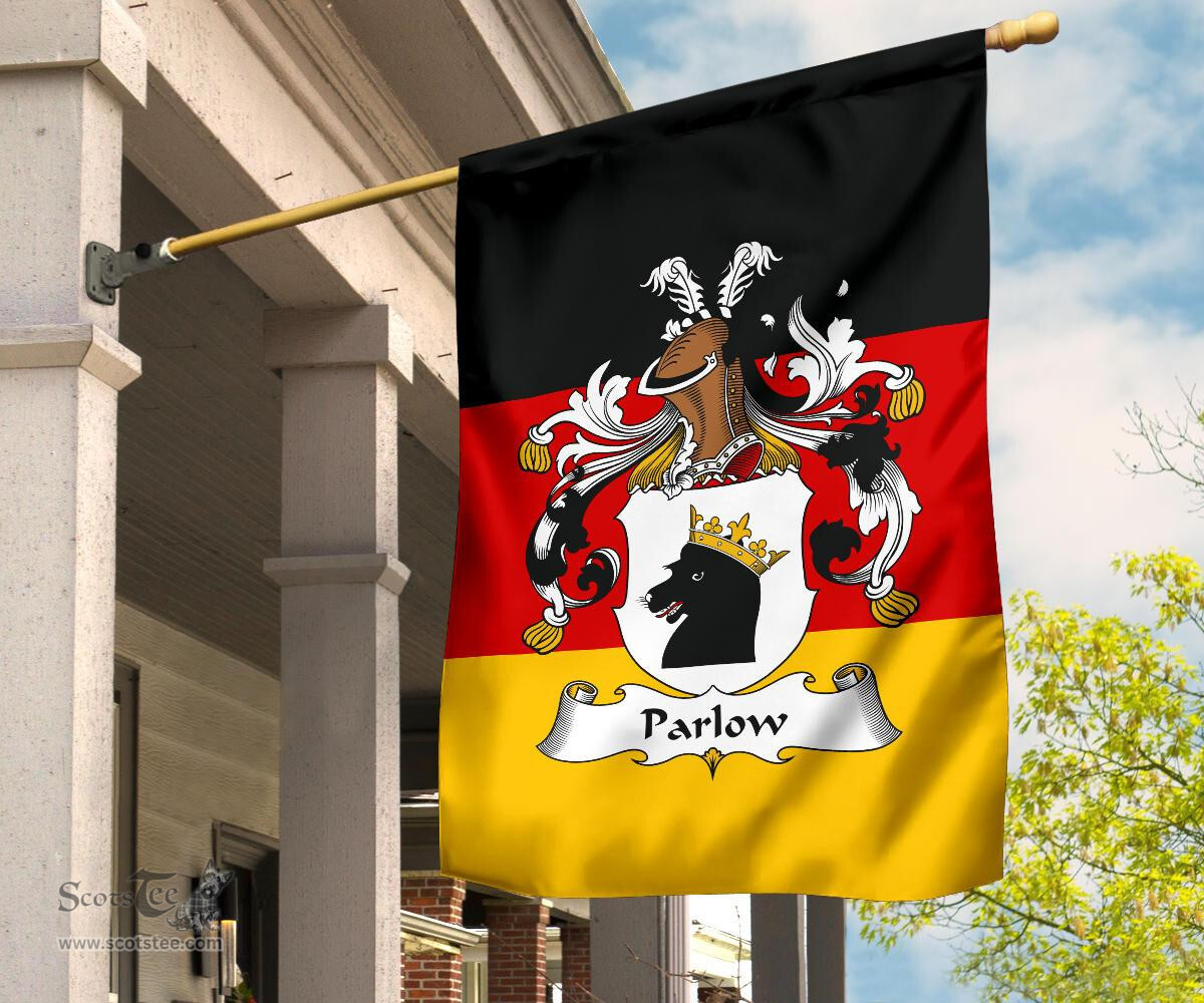 ScotsTee Shop Germans Parlow Coat of Arms on Germany Flag Garden Flag/ House Flag