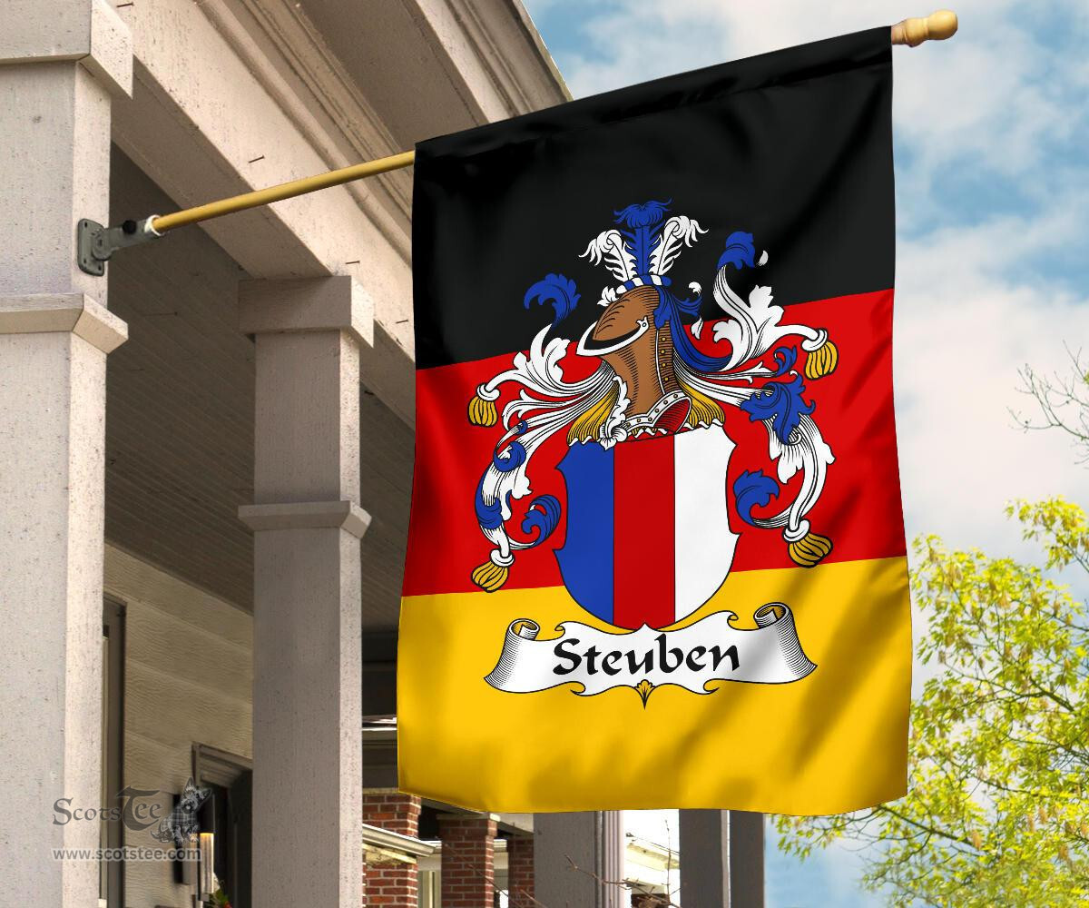 ScotsTee Shop Germans Steuben Coat of Arms on Germany Flag Garden Flag/ House Flag