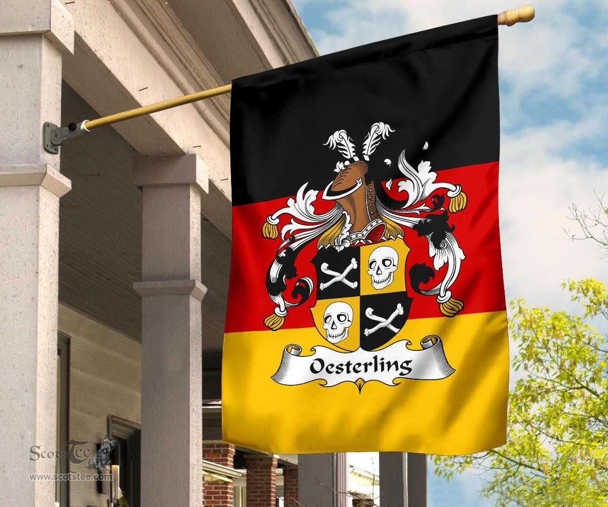 ScotsTee Shop Germans Oesterling Coat of Arms on Germany Flag Garden Flag/ House Flag