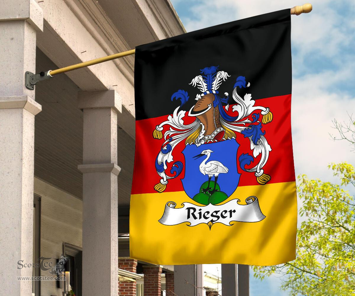 ScotsTee Shop Germans Rieger Coat of Arms on Germany Flag Garden Flag/ House Flag