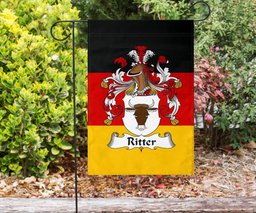 ScotsTee Shop Germans Ritter Coat of Arms on Germany Flag Garden Flag/ House Flag