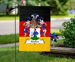ScotsTee Shop Germans Kucher Coat of Arms on Germany Flag Garden Flag/ House Flag