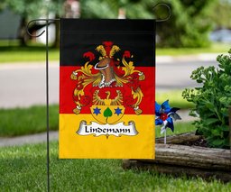 ScotsTee Shop Germans Lindemann Coat of Arms on Germany Flag Garden Flag/ House Flag
