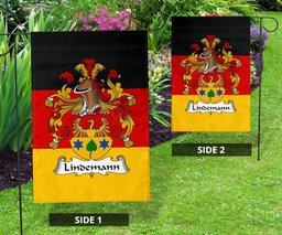 ScotsTee Shop Germans Lindemann Coat of Arms on Germany Flag Garden Flag/ House Flag