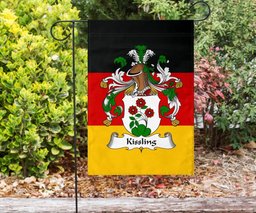 ScotsTee Shop Germans Kissling Coat of Arms on Germany Flag Garden Flag/ House Flag