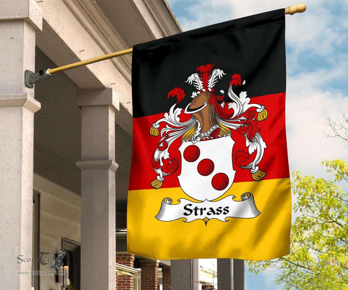 ScotsTee Shop Germans Strass Coat of Arms on Germany Flag Garden Flag/ House Flag