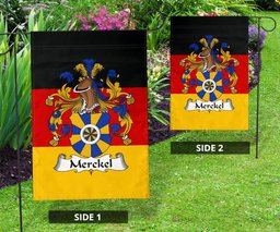 ScotsTee Shop Germans Merckel Coat of Arms on Germany Flag Garden Flag/ House Flag