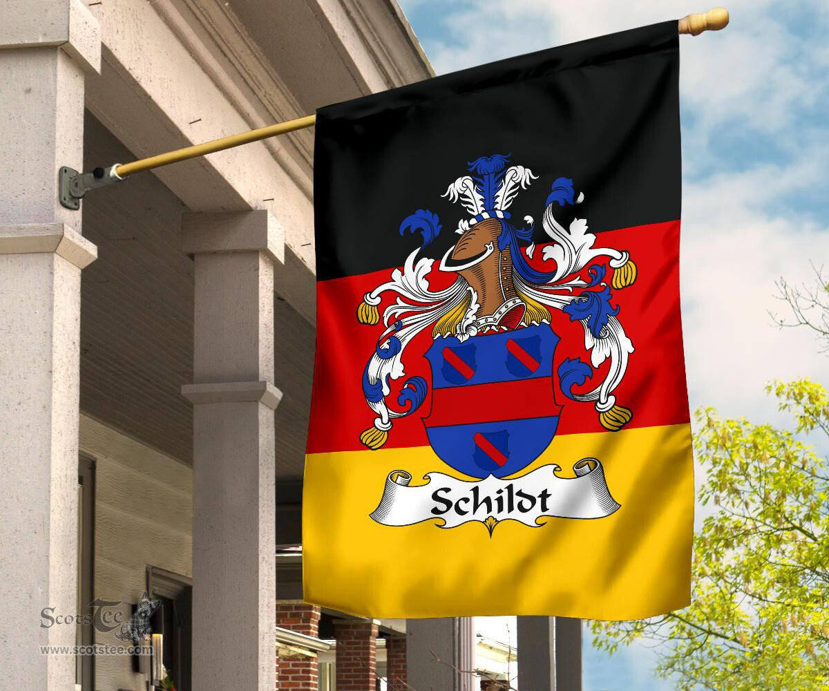 ScotsTee Shop Germans Schildt Coat of Arms on Germany Flag Garden Flag/ House Flag