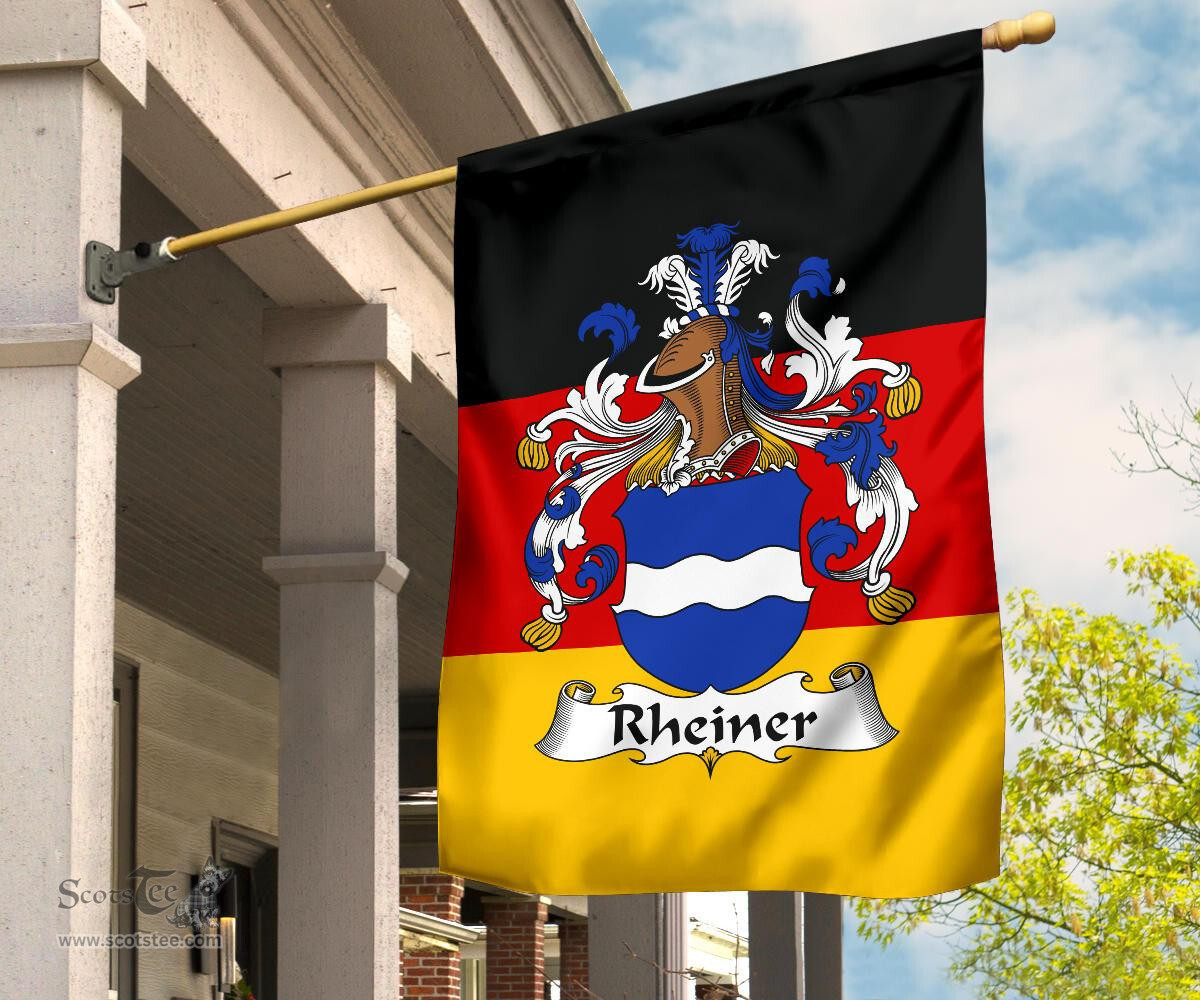 ScotsTee Shop Germans Rheiner Coat of Arms on Germany Flag Garden Flag/ House Flag