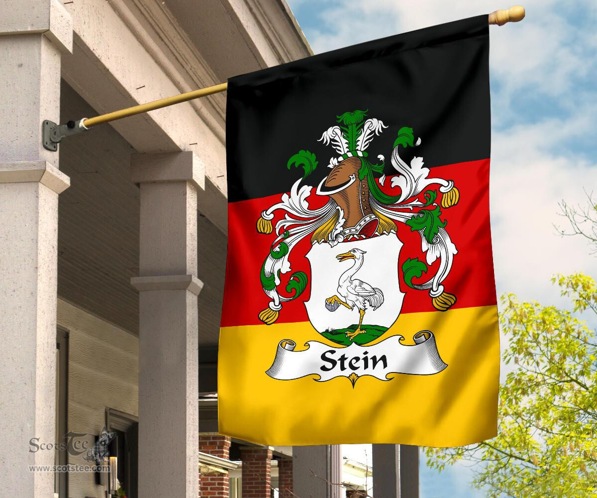 ScotsTee Shop Germans Stein Coat of Arms on Germany Flag Garden Flag/ House Flag