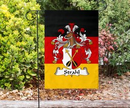 ScotsTee Shop Germans Strahl Coat of Arms on Germany Flag Garden Flag/ House Flag