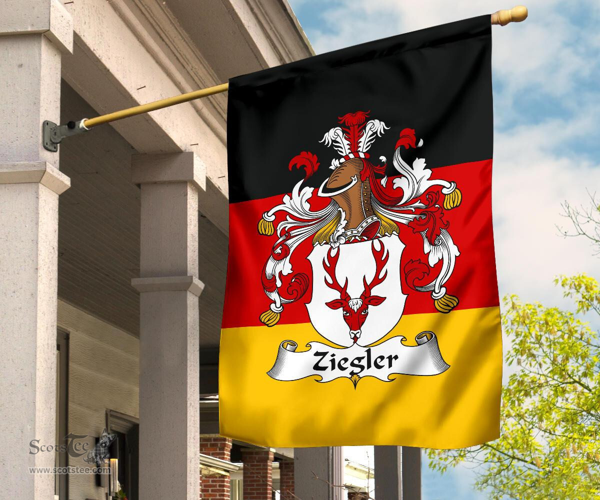 ScotsTee Shop Germans Ziegler Coat of Arms on Germany Flag Garden Flag/ House Flag