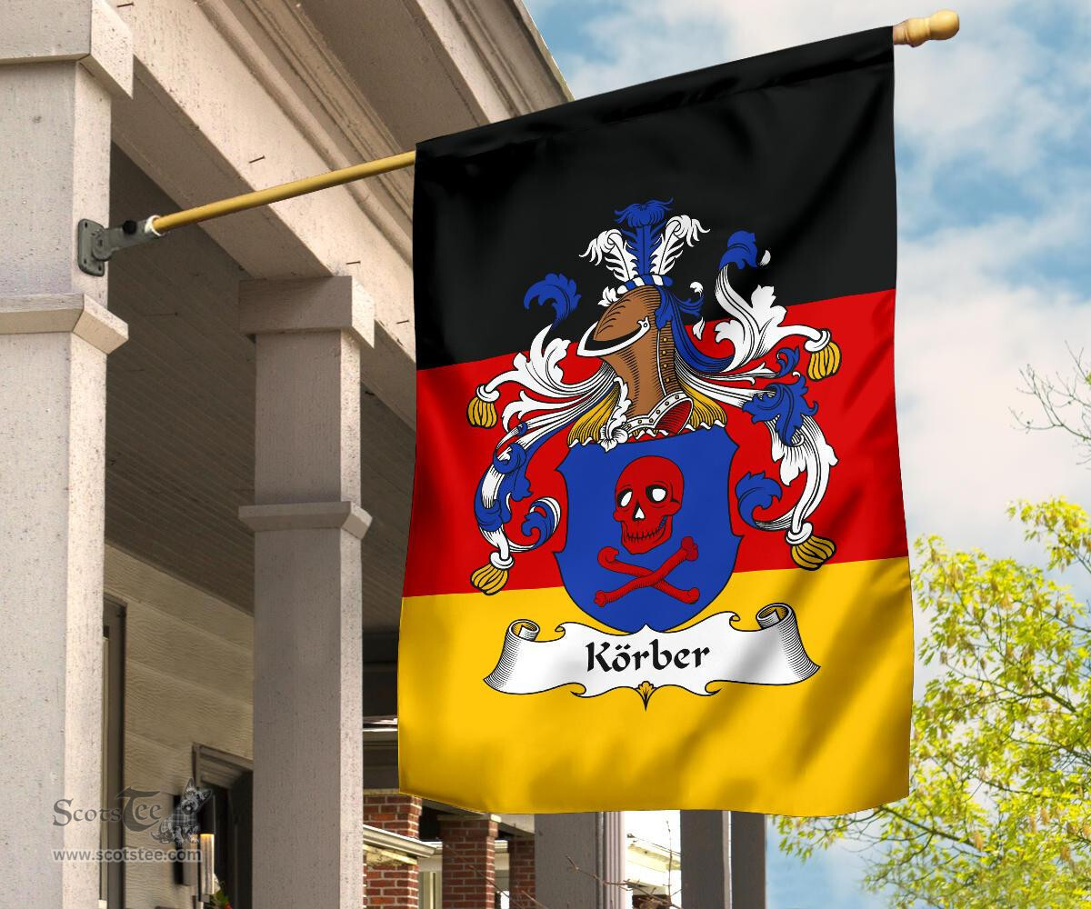 ScotsTee Shop Germans Korber Coat of Arms on Germany Flag Garden Flag/ House Flag