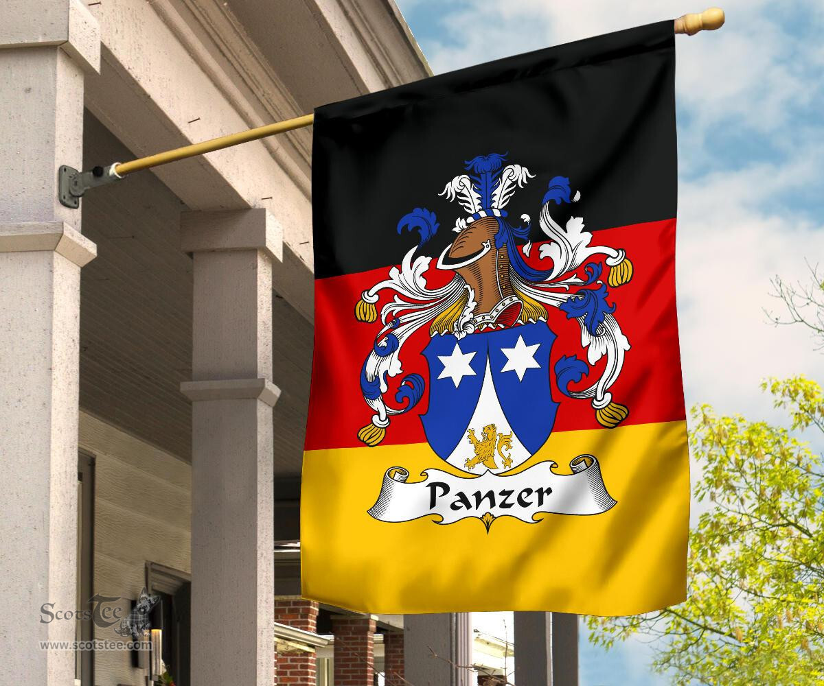 ScotsTee Shop Germans Panzer Coat of Arms on Germany Flag Garden Flag/ House Flag