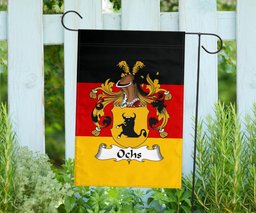ScotsTee Shop Germans Ochs Coat of Arms on Germany Flag Garden Flag/ House Flag