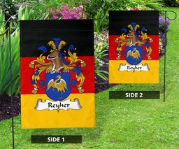 ScotsTee Shop Germans Reyher Coat of Arms on Germany Flag Garden Flag/ House Flag