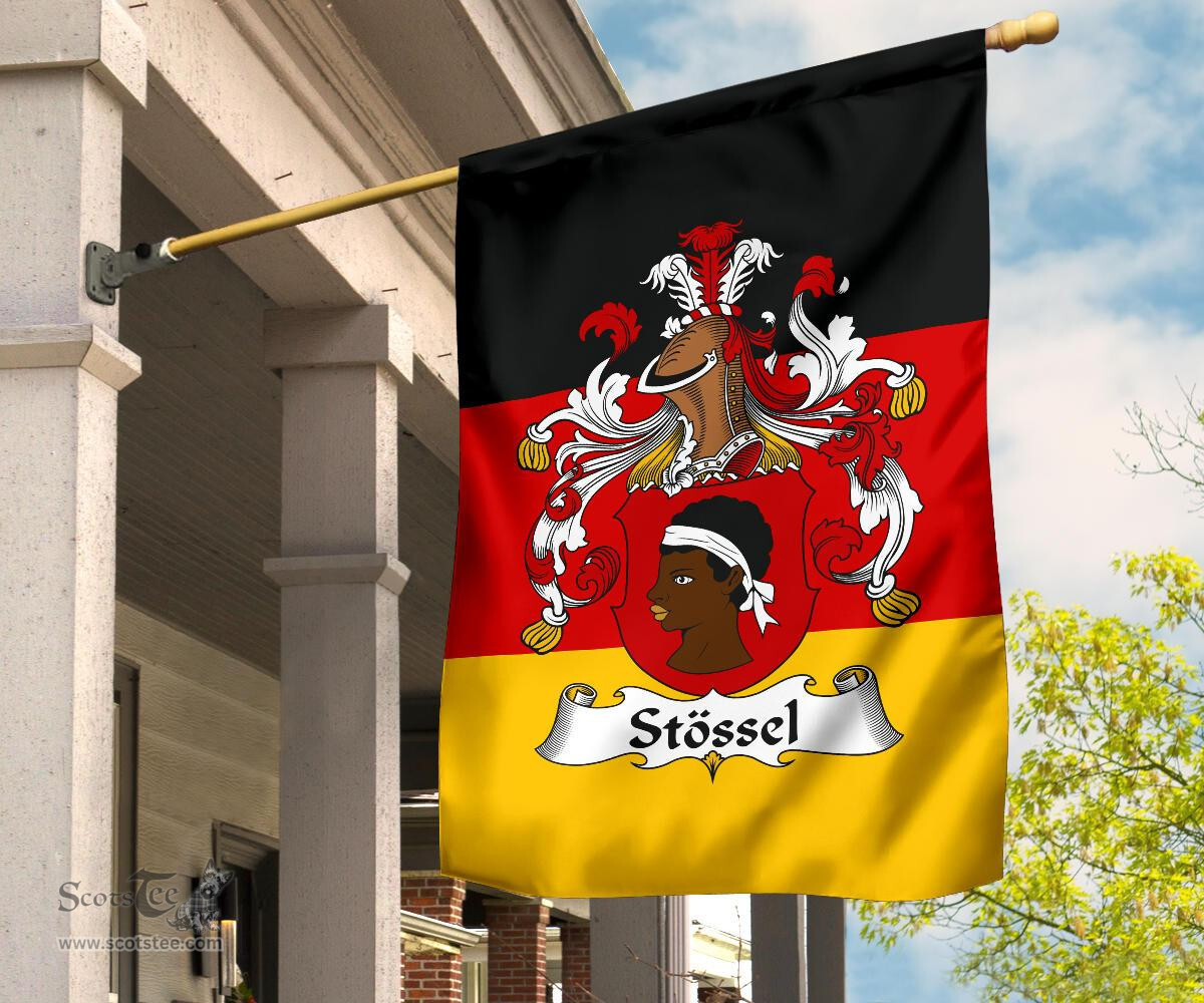 ScotsTee Shop Germans Stossel Coat of Arms on Germany Flag Garden Flag/ House Flag