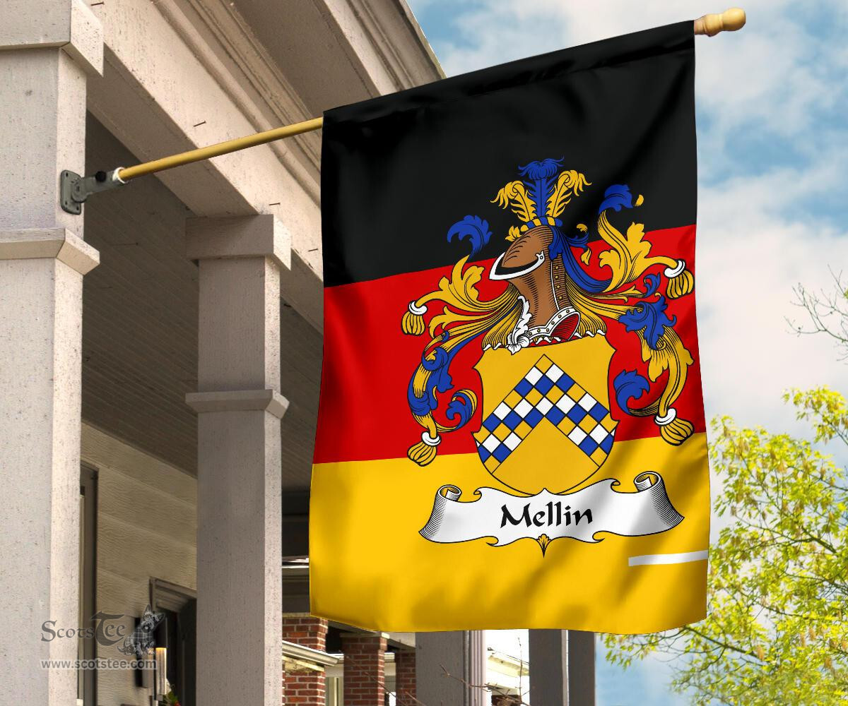 ScotsTee Shop Germans Mellin Coat of Arms on Germany Flag Garden Flag/ House Flag