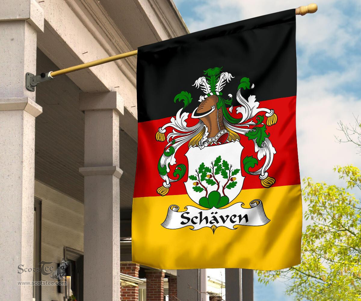 ScotsTee Shop Germans Schaven Coat of Arms on Germany Flag Garden Flag/ House Flag