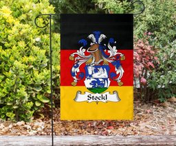 ScotsTee Shop Germans Stockl Coat of Arms on Germany Flag Garden Flag/ House Flag