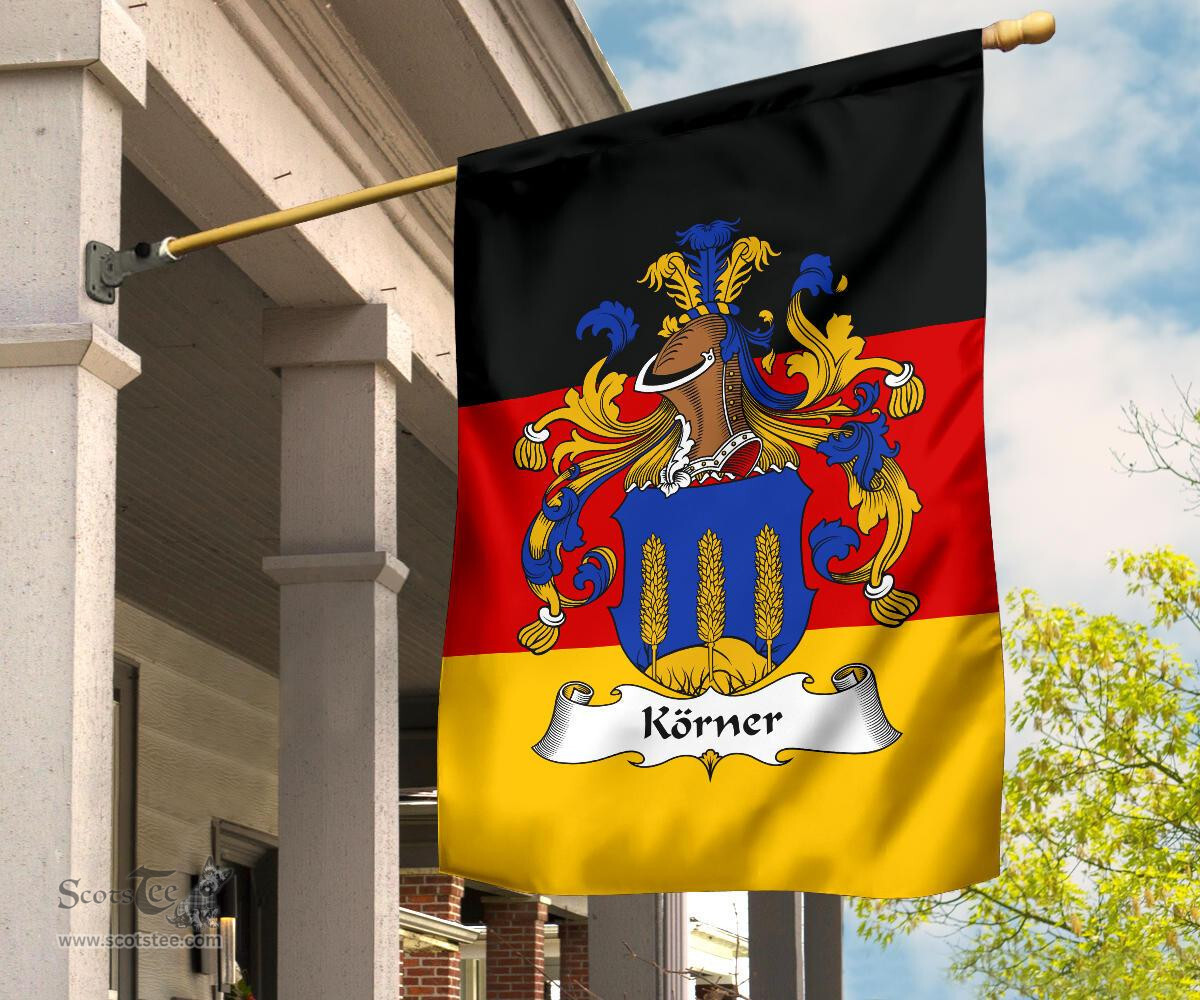 ScotsTee Shop Germans Korner Coat of Arms on Germany Flag Garden Flag/ House Flag