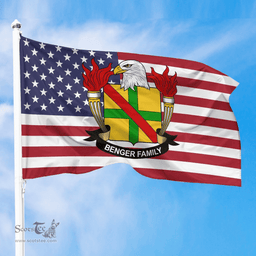 ScotsTee Shop American Benger Coat of Arms on American Flag U.S. Flag