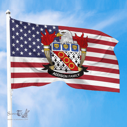 ScotsTee Shop American Addison Coat of Arms on American Flag U.S. Flag