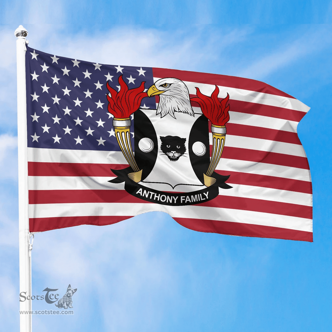 ScotsTee Shop American Anthony Coat of Arms on American Flag U.S. Flag