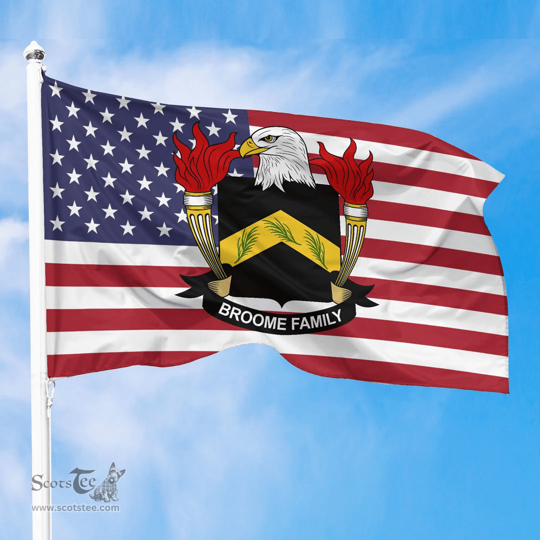 ScotsTee Shop American Broome Coat of Arms on American Flag U.S. Flag