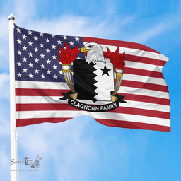 ScotsTee Shop American Claghorn Coat of Arms on American Flag U.S. Flag