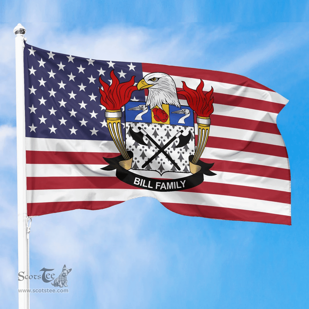 ScotsTee Shop American Bill Coat of Arms on American Flag U.S. Flag