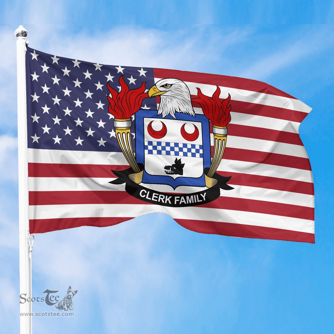 ScotsTee Shop American Clerk Coat of Arms on American Flag U.S. Flag
