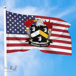 ScotsTee Shop American Bourne Coat of Arms on American Flag U.S. Flag