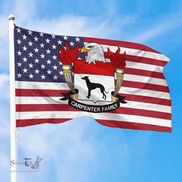 ScotsTee Shop American Carpenter Coat of Arms on American Flag U.S. Flag