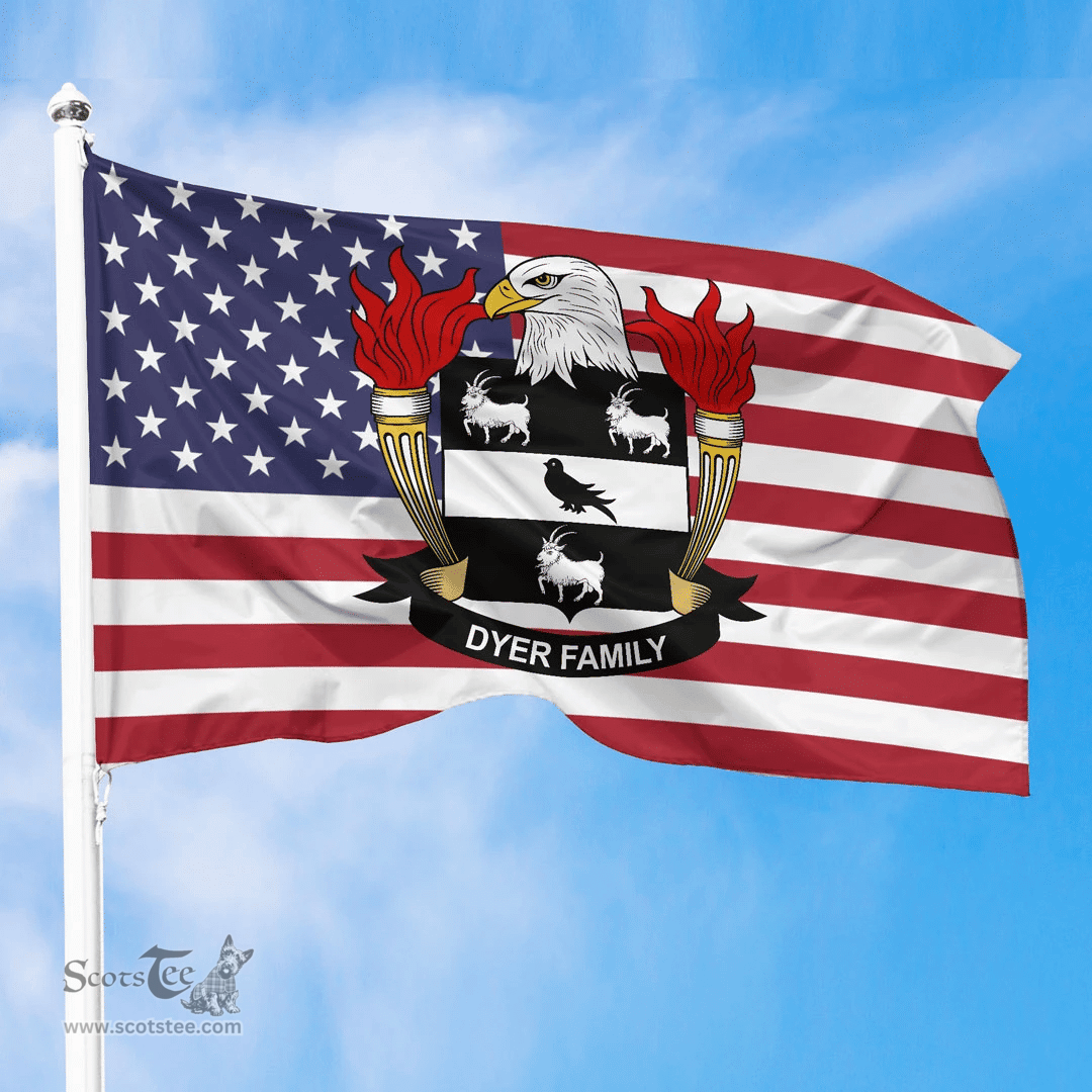ScotsTee Shop American Dyer Coat of Arms on American Flag U.S. Flag