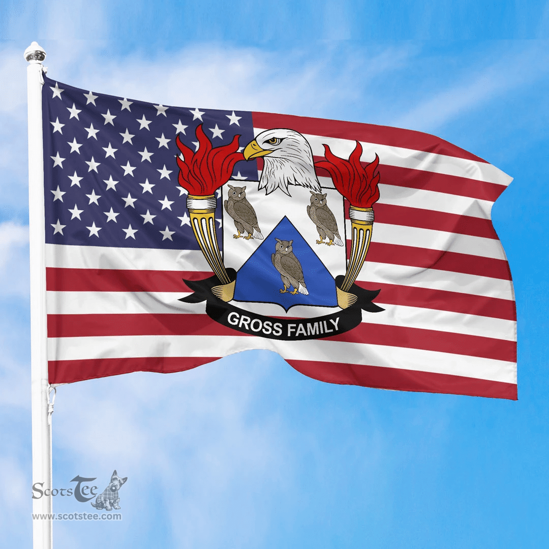 ScotsTee Shop American Gross Coat of Arms on American Flag U.S. Flag