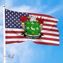 ScotsTee Shop American Curtin Coat of Arms on American Flag U.S. Flag