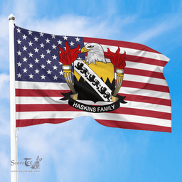 ScotsTee Shop American Haskins Coat of Arms on American Flag U.S. Flag