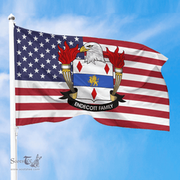 ScotsTee Shop American Endecott Coat of Arms on American Flag U.S. Flag