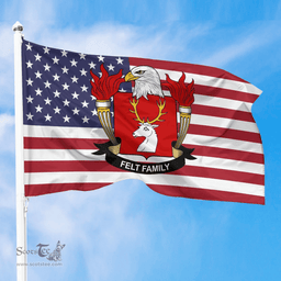 ScotsTee Shop American Felt Coat of Arms on American Flag U.S. Flag