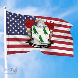 ScotsTee Shop American Custin Coat of Arms on American Flag U.S. Flag