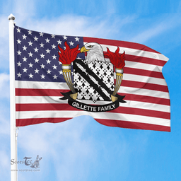 ScotsTee Shop American Gillette Coat of Arms on American Flag U.S. Flag