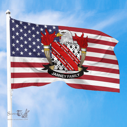 ScotsTee Shop American Janney Coat of Arms on American Flag U.S. Flag