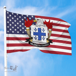 ScotsTee Shop American Hildreth Coat of Arms on American Flag U.S. Flag