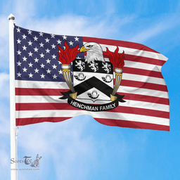 ScotsTee Shop American Henchman Coat of Arms on American Flag U.S. Flag