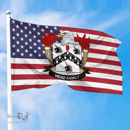 ScotsTee Shop American Head Coat of Arms on American Flag U.S. Flag