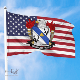 ScotsTee Shop American Needham Coat of Arms on American Flag U.S. Flag
