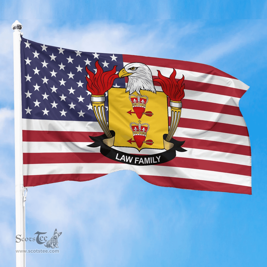 ScotsTee Shop American Law Coat of Arms on American Flag U.S. Flag